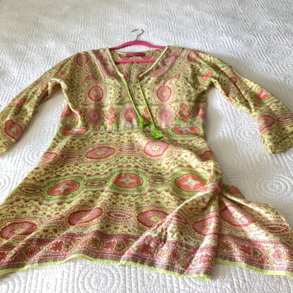 ROBERT GRAHAM Silk Linen Blend Paisley Prints Beach Cover Up Size M - Picture 6 of 11